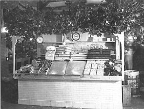 Birds-eye view of a part of the fruit and vegetable section of Center Market 1915