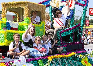 Caption from National Polka Festival parade in Ennis, Tx