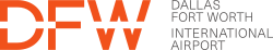 The DFW logo: the letters "DFW" in orange with "Dallas Fort Worth International Airport" in gray to the right of the orange letters