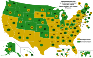 Delegation Vote ,2016 (Democratic Party, only pledged delegates)