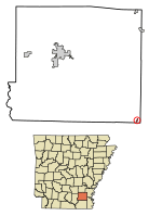 Location of Jerome in Drew County, Arkansas.