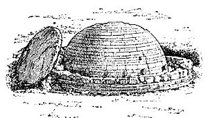 Early stupa 6 meters in diameter with fallen umbrella on side in Chakpat near Chakdara