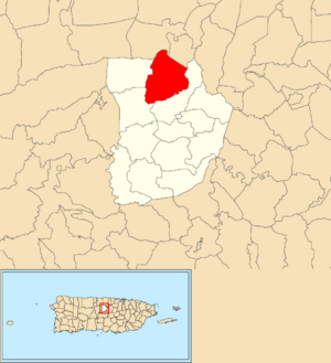Location of Fránquez within the municipality of Morovis shown in red