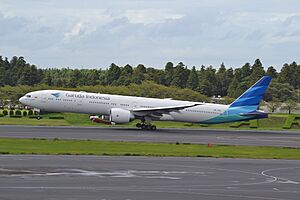 Garuda Indonesia B777-3U3ER (PK-GIA) departing Narita International Airport