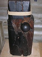HMS Blenheim (1813) mast with cannonball from 1855