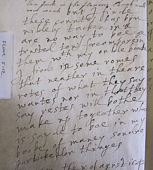 Handwriting of the Countess of Home in an inventory