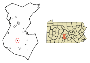 Location of Cassville in Huntingdon County, Pennsylvania