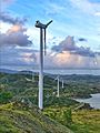 Hurricane Maria damaged wind turbines at Santiago y Lima in Naguabo, Puerto Rico