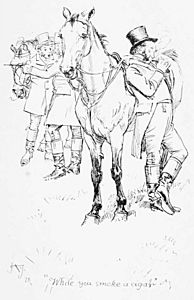 Illust by Hugh Thomson for Riding Recollections by George John Whyte-Melville-While you smoke a cigar