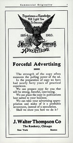 J. Walter Thompson Advertisement 1903