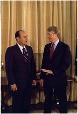 Jimmy Carter with Carlos Humberto Romero President of the Republic of El Salvador. - NARA - 176138