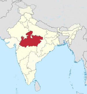 Madhya Pradesh in India (disputed hatched)