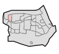 Location of Vrijhoekakker district in Barendrecht