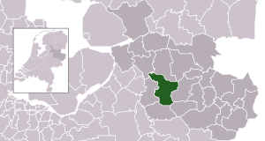 Highlighted position of Raalte in a municipal map of Overijssel