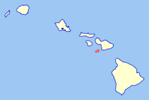 Map of Hawaii highlighting Kahoolawe