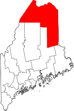 Map of Maine highlighting Aroostook County