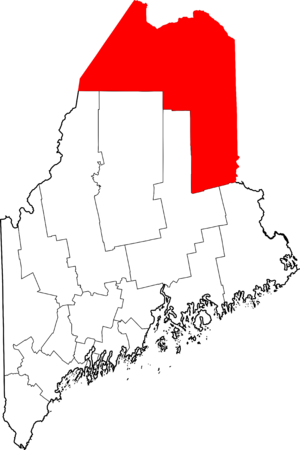 Map of Maine highlighting Aroostook County