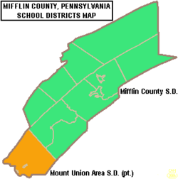 Map of Mifflin County Pennsylvania School Districts