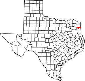 Map of Texas highlighting Marion County