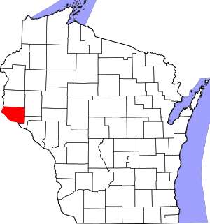 Map of Wisconsin highlighting Pierce County