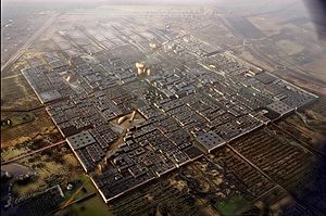 Rendering of the future Masdar City from the air