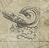 Mercator 1569 world map detail monster