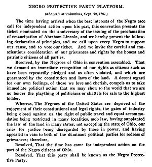 Negro Protective League Platform