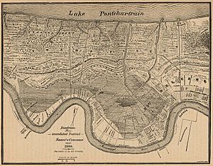 New Orleans 1849 map Sauve Crevasse flood