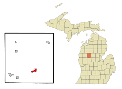 Location of Evart, Michigan