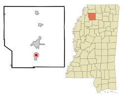 Location of Courtland, Mississippi