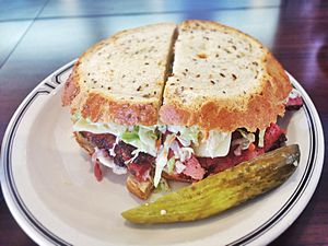 Pastrami and coleslaw sandwich