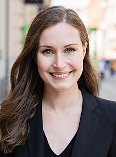 Prime Minister of Finland Sanna Marin 2019 (cropped)