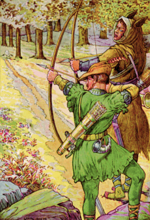 Robin shoots with sir Guy by Louis Rhead 1912