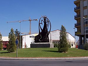 Roundabout at town entrance