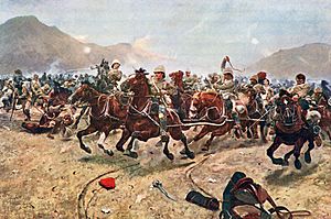 Royal Horse Artillery fleeing from Afghan attack at the Battle of Maiwand