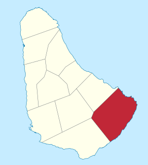 Map of Barbados showing the Saint Philip parish
