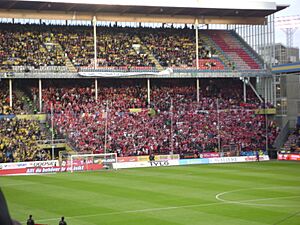 Soccer in Solna 2009 between Sweden and Denmark
