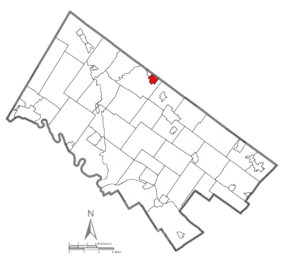 Location of Souderton in Montgomery County, Pennsylvania.