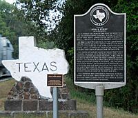 Texas Historical Site Marker for Burr's Ferry at Sabine River Bridge on TX Hwy 63