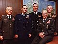 The Joint Chiefs of STAFF (JCS) pose for a portrait in an office at the Pentagon 1983