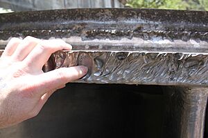Water turbine eroded by volcanic ash
