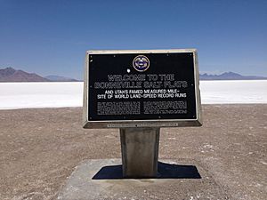 2014-07-05 13 00 15 Sign describing the Bonneville Salt Flats at the Bonneville Salt Flats Rest Area on Interstate 80 near the Bonneville Salt Flats, Utah