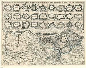Afbeelding van alle Nederlandse vestingsteden die in 1672 veroverd werden - Dutch fortified cities taken in 1672