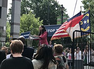 Alexis McGill Johnson speaks at Stop the Bans veto rally