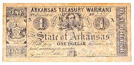 American civil war treasury warrant reproduction one dollar arkansas obverse