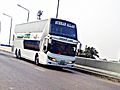 Bangladeshi Green line paribahan MAN branded double decker bus in Dhaka-Chittagong highway