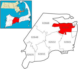 Barnstable MA zip codes (02630 Barnstable highlighted)
