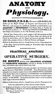 Bill advertising Dr. Knox's lectures (1828)