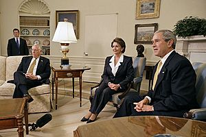 Bush, Pelosi, and Hoyer meeting at White House, Nov 9, 2006