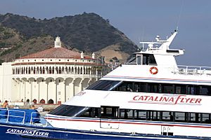 The Catalina Flyer, with the Catalina Casino in the background